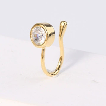 Fashionable nose piercing, diamond stone inlay, nose clip, European style