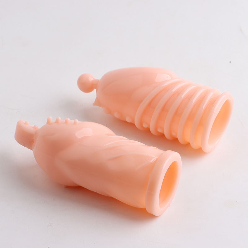 Textured Glans Condom Sleeve, Wolf-Tooth Stimulation, Transparent Soft Rubber, Manual Couples Toy — detail image 6