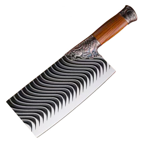 Stainless steel forged kitchen knife for home use, slicing knife, wave curved arc sharp cutting knife, wholesale kitchen knife