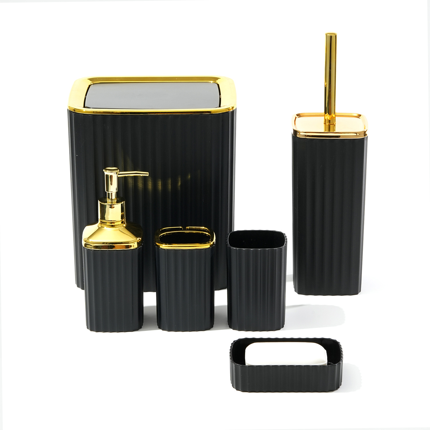 Juego de Accesorios de Baño Set de 6 Piezas de Plástico para Baño y Hotel