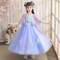 Children's Hanfu Summer Dress Tang-style Ruqun Girls' Big Kids Ancient Costume Fashion Show Chinese Style Modified Dress Thin Bust Length Retro
