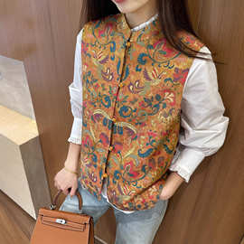 2026年春款新中式凤凰戏马时尚真丝人丝混纺马甲喜庆国风马夹上衣