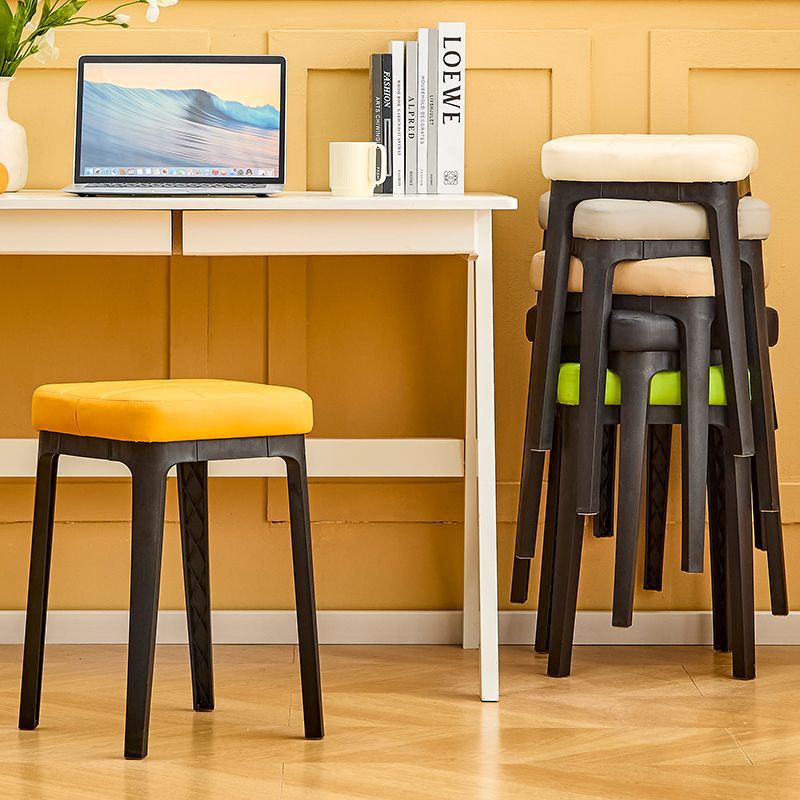 Light Luxury Home Dining Stool, Stackable Study Stool, Living Room Bedroom Thickened Soft Bag Square Stool, Simple Small Stool for Adults