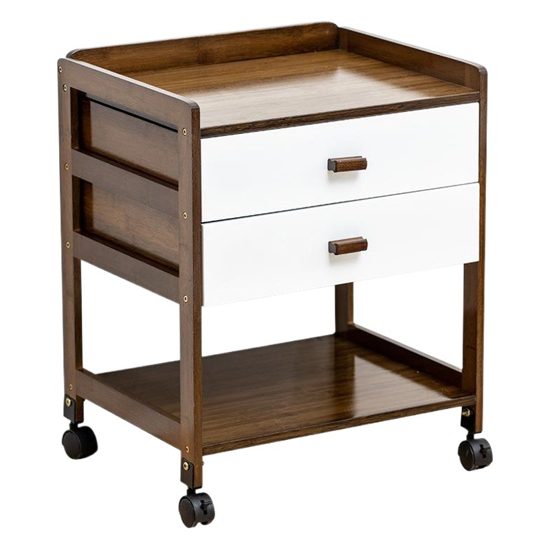 Mesita de noche dormitorio simple gabinete de noche extraíble simple moderno blanco hogar de doble capa gabinete de almacenamiento de Bambú