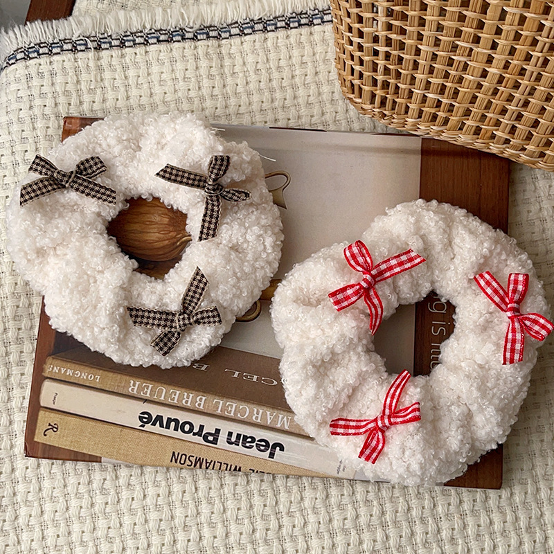 30g Weight Hair Tie Hair Accessories Type 1 Piece Quantity Holiday, Daily Occasion Plush Material Rabbit, Animal, Cartoon, Bear, Knot, Butterfly, Bow Knot Pattern Women's Gender Cute Style Cute Women's Rabbit Animal Cartoon Plush Hair Tie 4
