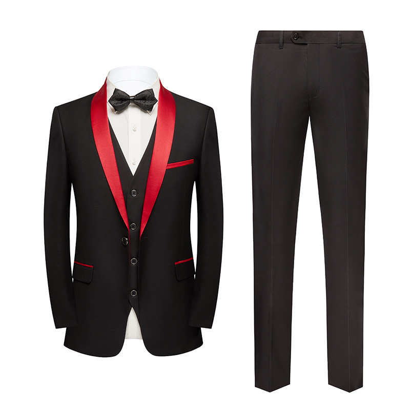 레드 칼라 989 (세트 + 바지 + 양복 조끼)