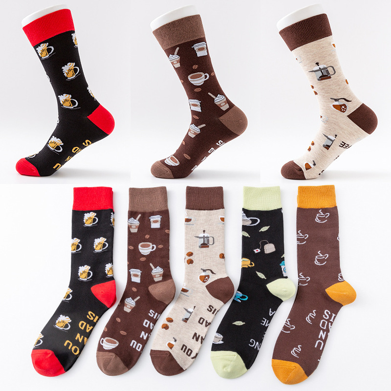 Amazon cross-border supply Tide brand with wish tide socks happy large size men's socks drink tube feet socks