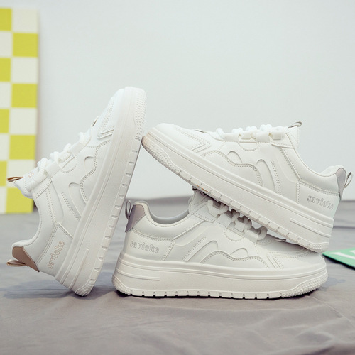 Women's 2024 Spring New White Shoes, Student Breathable, Versatile Sports Casual Dad Shoes, Soft Sole, Spring and Autumn