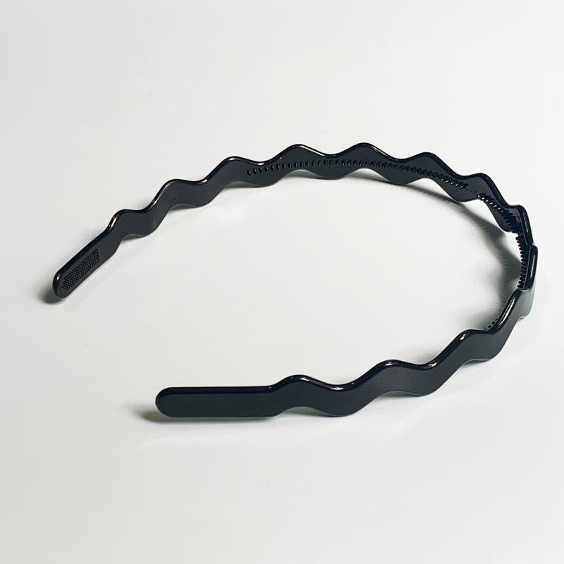 Alrededor de 1cm de ancho Internet Celebrity Wave diadema lavado de cara pelo presionando diadema hombres y mujeres de color sólido negro dentado antideslizante accesorios para el cabello tocado image 6