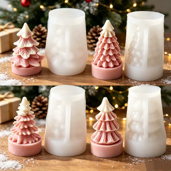4 types of 3D Christmas tree silicone molds, Christmas decorations, handmade Christmas molds for plaster diffuser stones