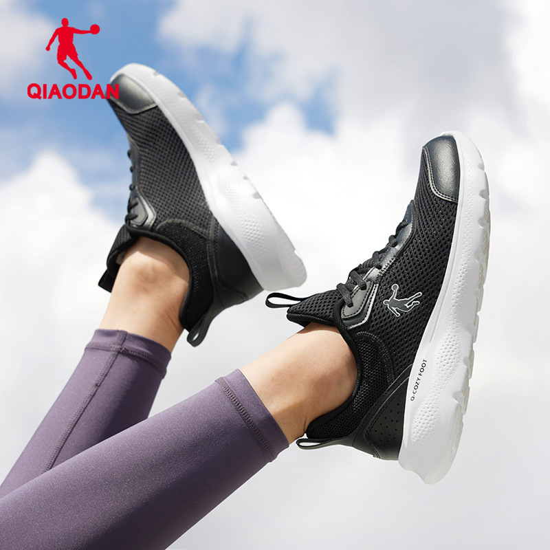 Jordan Sports Shoes Running Shoes Summer Mesh Breathable Shock-Absorbing Black Lightweight Soft-Soled Jogging Shoes Junior High School Girls' Shoes