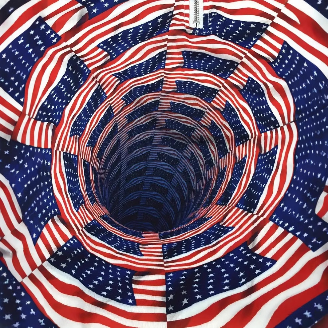 Camisa POLO con cremallera suelta de manga corta con estampado 3D de vórtice visual de bandera australiana clásica para hombres