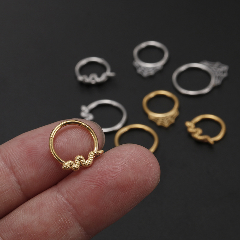 316L Stainless Steel Material Snake Pattern Unisex Gender Streetwear Snake Stainless Steel Nose Studs