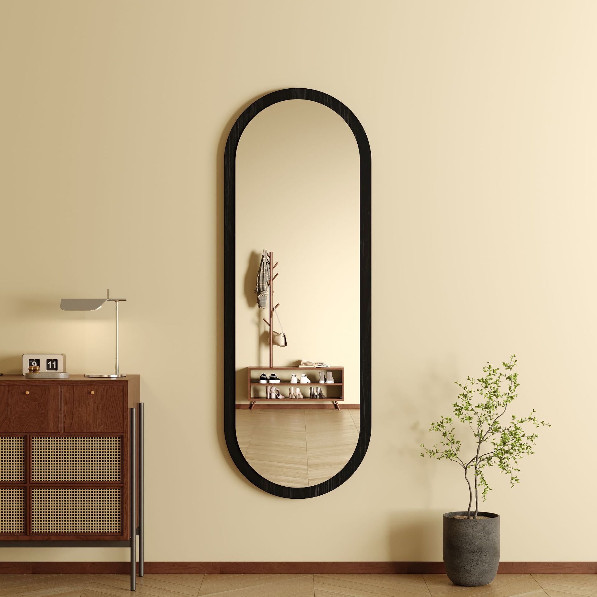 Espejo de cuerpo entero colgado en la pared, espejo de vestir de forma especial, gran espejo de pared, red red de viento, dormitorio colgado en la pared, espejo de prueba de vestir