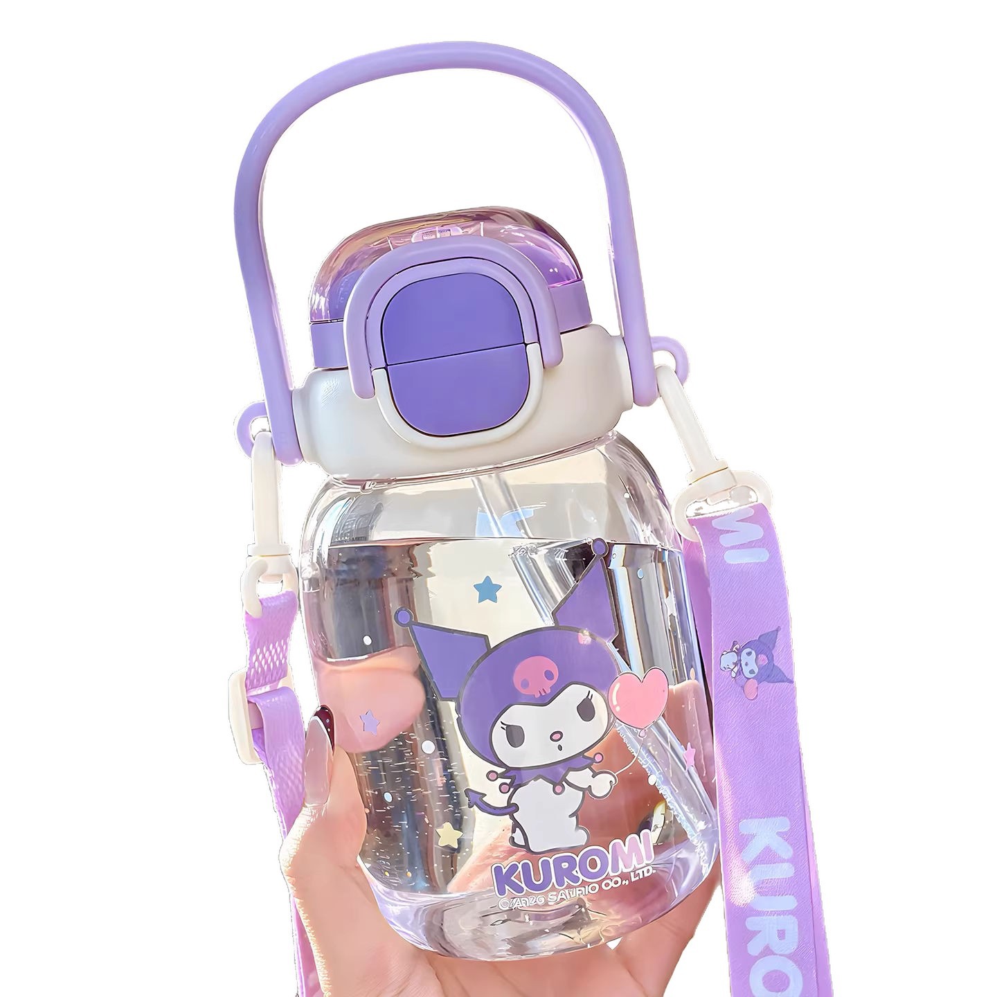 Sanrio para niños tazas de agua para la escuela, tazas de alto valor facial para niñas, tazas de paja para bebidas directas, tazas de doble bebida, tritan