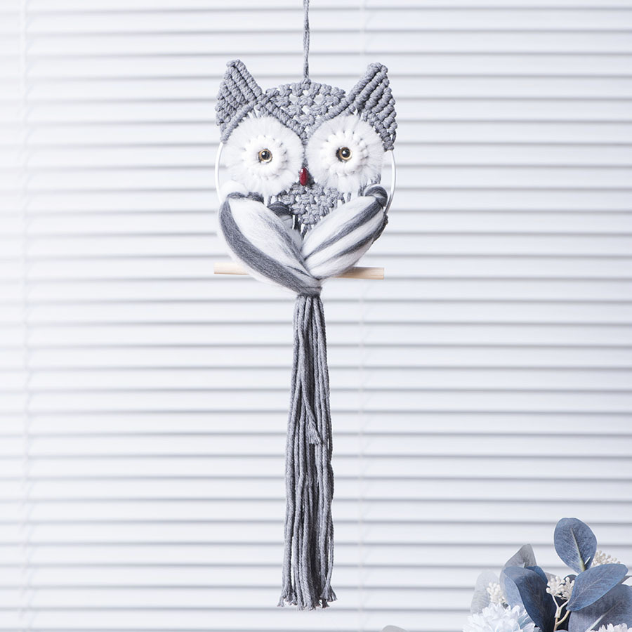 Cuerdas de algodón tejidas a mano búho colgante creativo tapices de estilo bohemio decoración de pared colgante de puerta de entrada