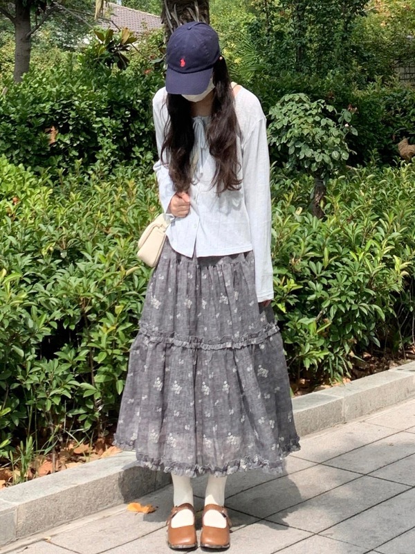 早秋韩系穿搭一整套2025新款长袖连衣裙女碎花长裙感chic套装|undefined