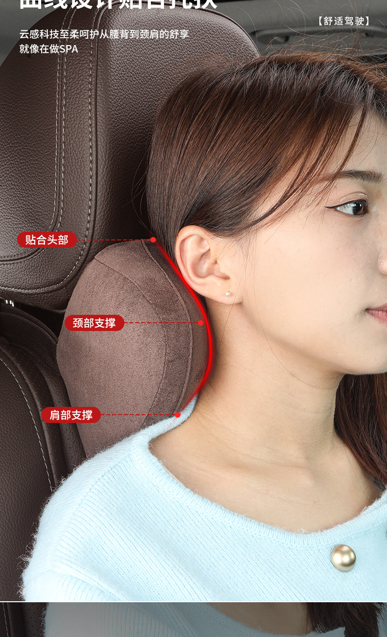 Car Headrest Neck Pillow Memory Foam Pillow Car Supplies Seat Cervical Pillow Car Lumbar Pair for Car