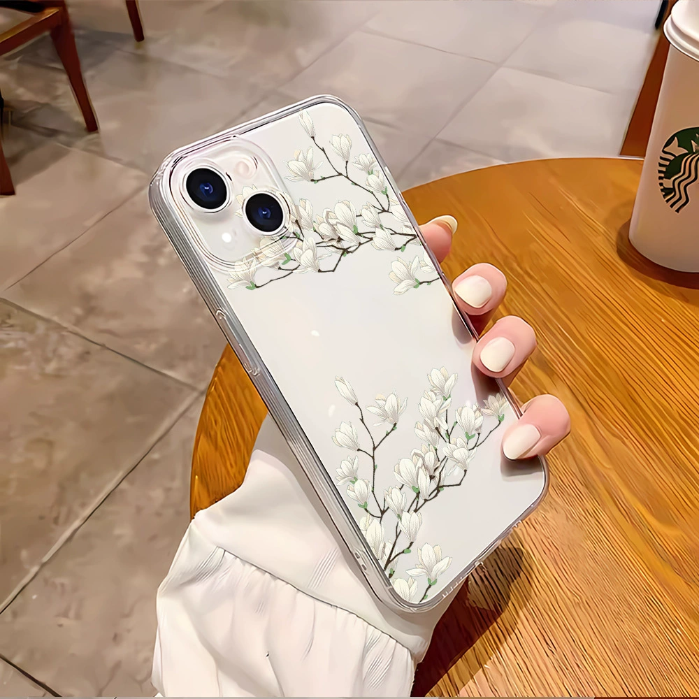 Чехол для телефона Apple iPhone 16 — дизайн белого нефрита орхидеи, прозрачная ударопрочная оболочка