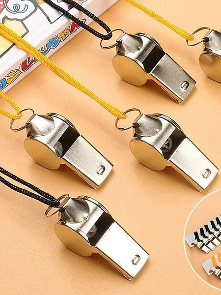 Portable Lanyard Whistle, Basketball and Football Referee Whistle, High-Pitched Metal Dolphin Whistle for Sports Teachers and Coaches