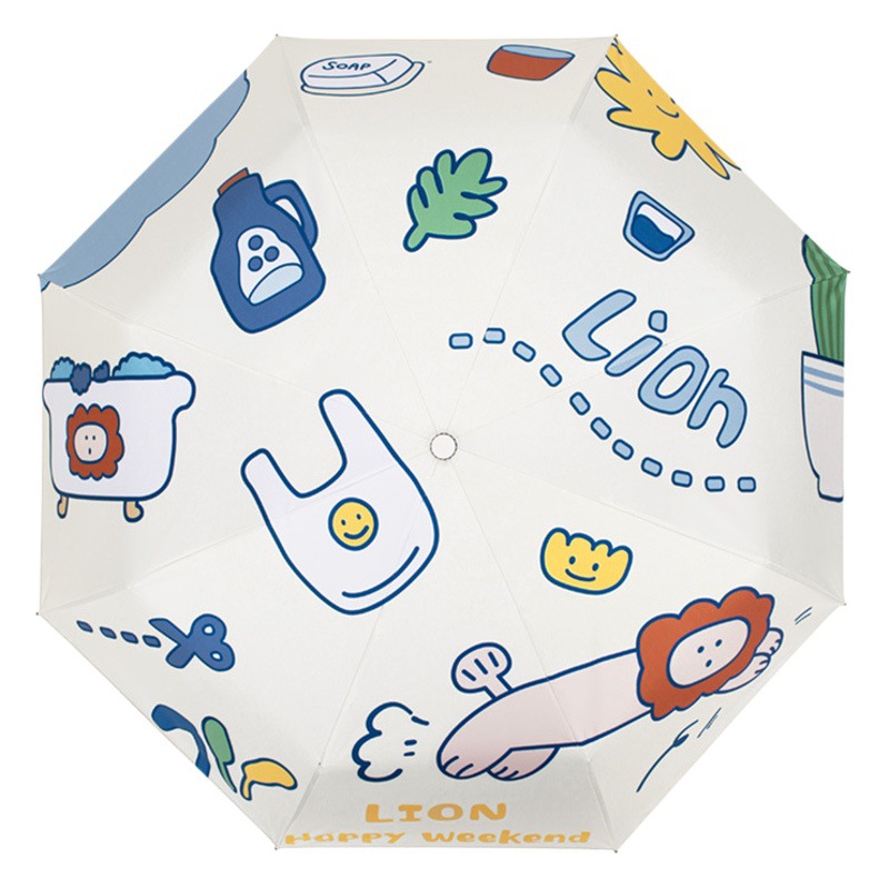 Custom Logo Pattern Sun Umbrella for Women, Fully Automatic Sunshade Umbrella, Summer Sun Protection, Uv Protection, Ultra-Light Mini Folding Umbrella for Both Sunny and Rainy Weather