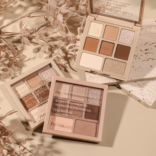 Novo Eight-Color Eye Shadow Palette New Ins Super Hot Milk Tea Earth Color Female Matte Glitter Sequins Affordable Student Party