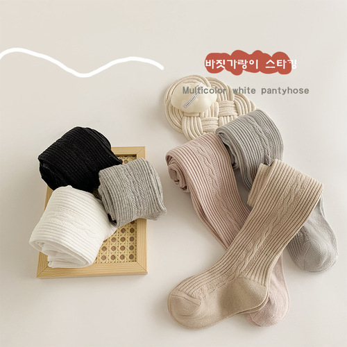 Girls' tights spring and autumn thin white underpants girls' baby socks children's underpants medium thick outerwear 
