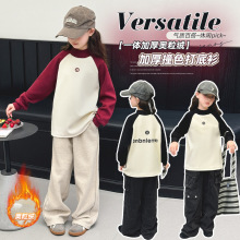 女童打底衫秋冬装2025新款中大童加厚加绒衫半高领一体绒上衣长袖