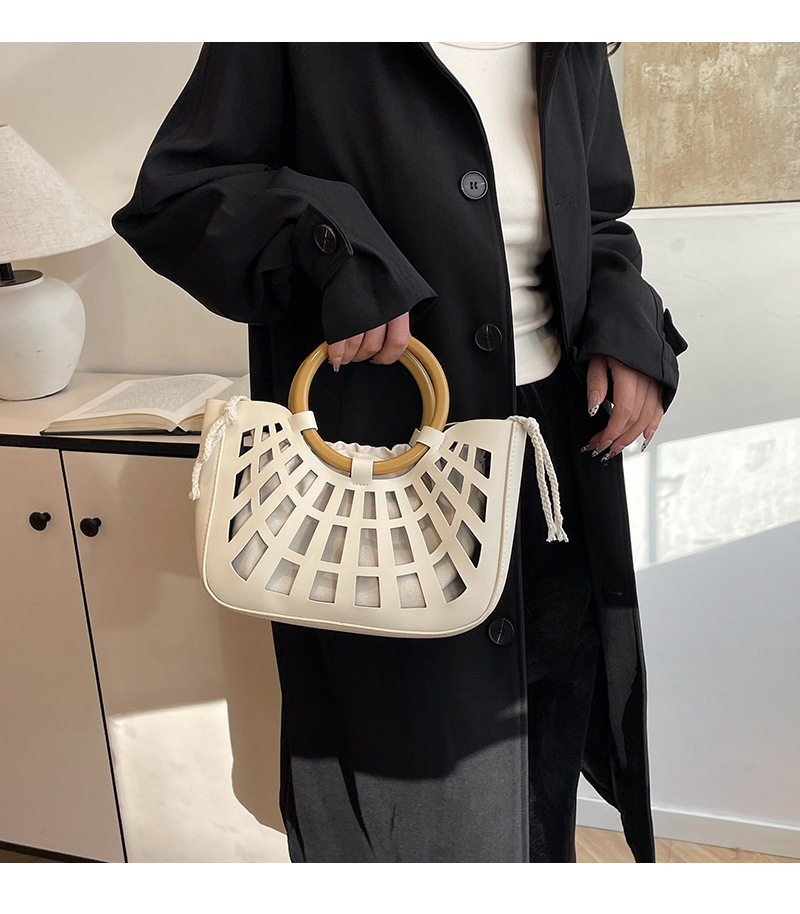 967g Weight Hollow Fashion Element String Closure Type Double Handle Strap Type Handbag Bags Type Casual, Daily, Shopping Occasion Pu Leather Material Solid Color Pattern All Seasons Season Women's Gender Classic Style Style Square Shape Women's Pu Leather Solid Color Classic Style Hollow Square String Handbag 无