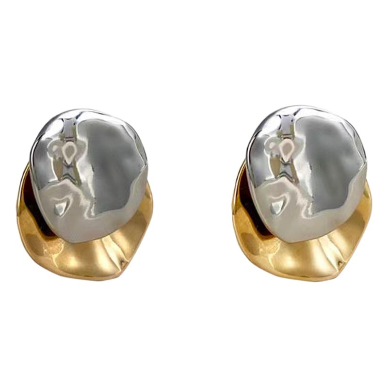 Fashion commuter color metal wind ripple round earrings S925 temperament luxury High sense earrings jewelry wholesale
