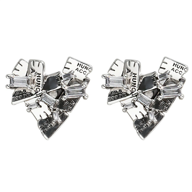 Retro earrings with letters, high-quality style, 925 sample silver