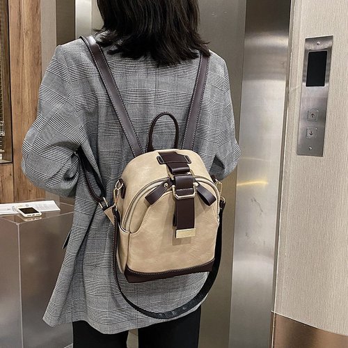 Backpack Women's Small Bag  New Trendy and Versatile College Style Student School Bag Casual Fashion Women's Soft Leather Backpack