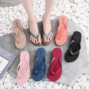 2024 new high heel slippers women's outdoor summer wedge shoes simple flip flops casual beach flip-flops platform sandals