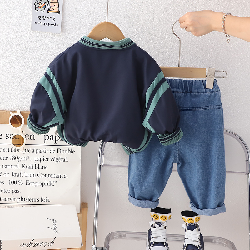 2024 Spring New Boys' Baseball Suit Three piece for Men and Women's Baby Casual Round Neck Sweater Set_voghion.com