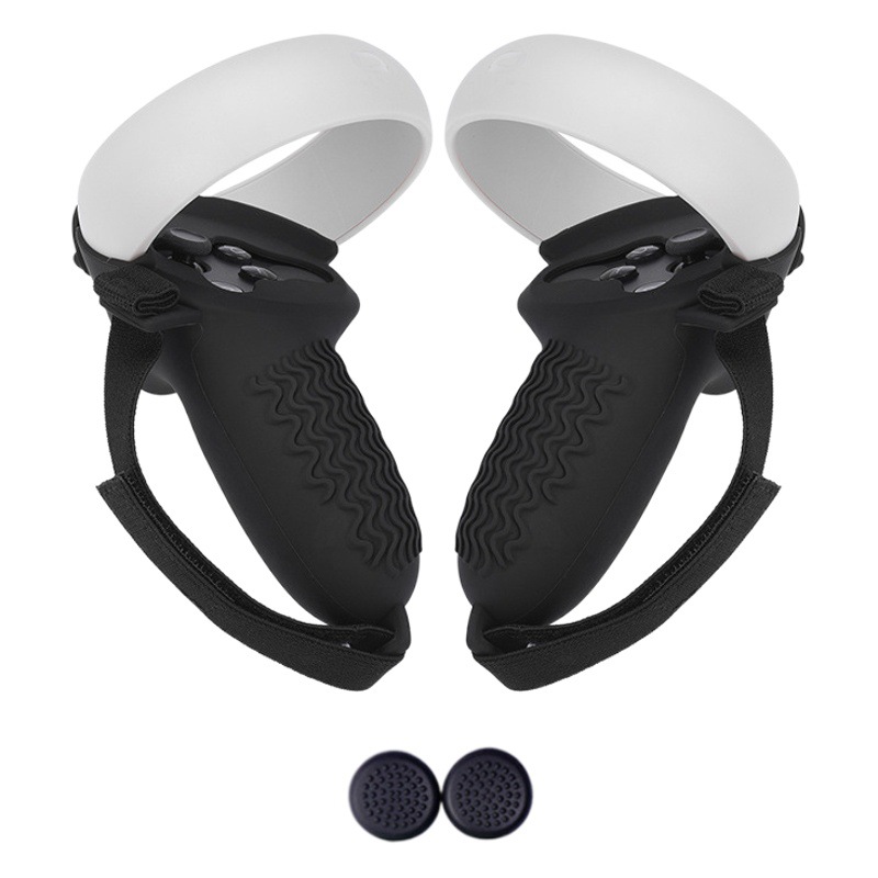 Aplicable a la generación de Oculus Quest2 manejar funda de silicona antideslizante VR Segunda Generación VR manejar funda protectora resistente a la caída caso de Goma