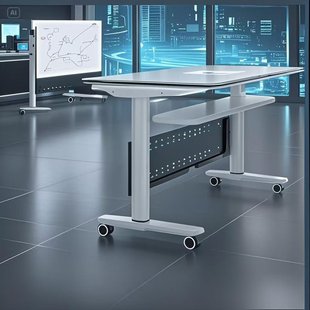 Folding Conference Table Movable Wheeled Long Table Meeting Room Office Table Desk Training Organization Table and Chair Combination