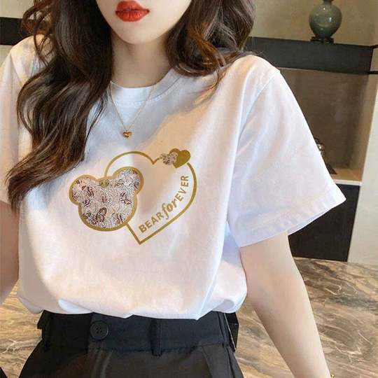 Pure Cotton Short-sleeved T-shirt Women's plus size Summer New Women's Clothing Loose Slimming White T-shirt Top Base Shirt Ins Trendy
