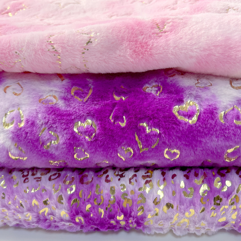 2021新款单面小兔毛绒布烫金烫金家纺家居睡衣毯子面料