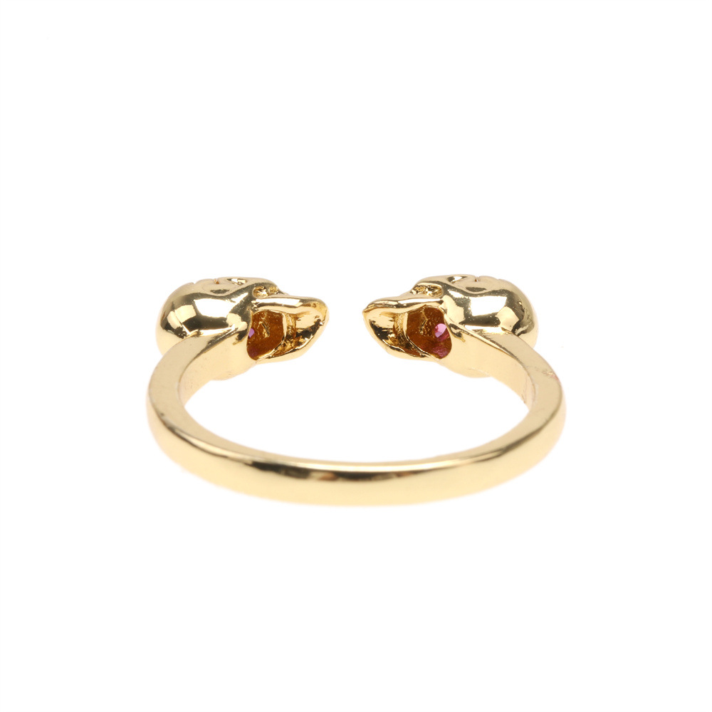 European and American cross-border micro-inlaid color zirconium open skull personality adjustable ri