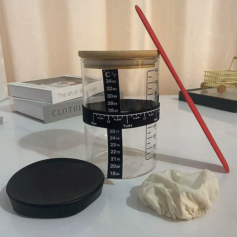 Преобразователь боросиликатный 32oz кислый хлеб прозрачная чашка Петри для дрожжей cross-border ферментированный тесто хлеб набор для выпечки герметичная банка