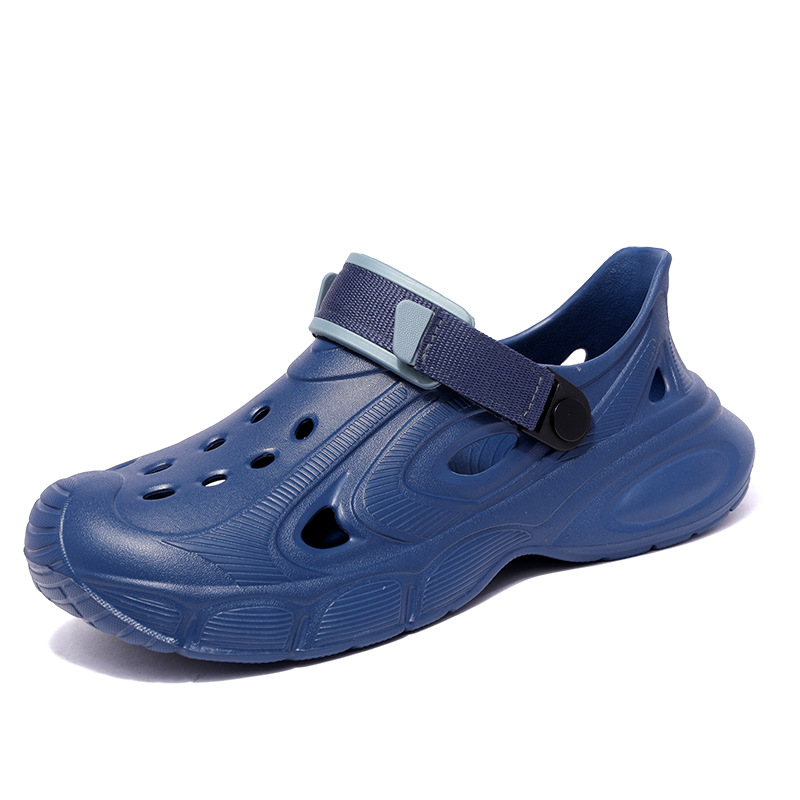 Zapatos de agujero de hombre 2025 verano nuevo estilo de arena al aire libre trawl de playa con suela gruesa interior antideslizante de dos usos zapatos de agujero para el cabello