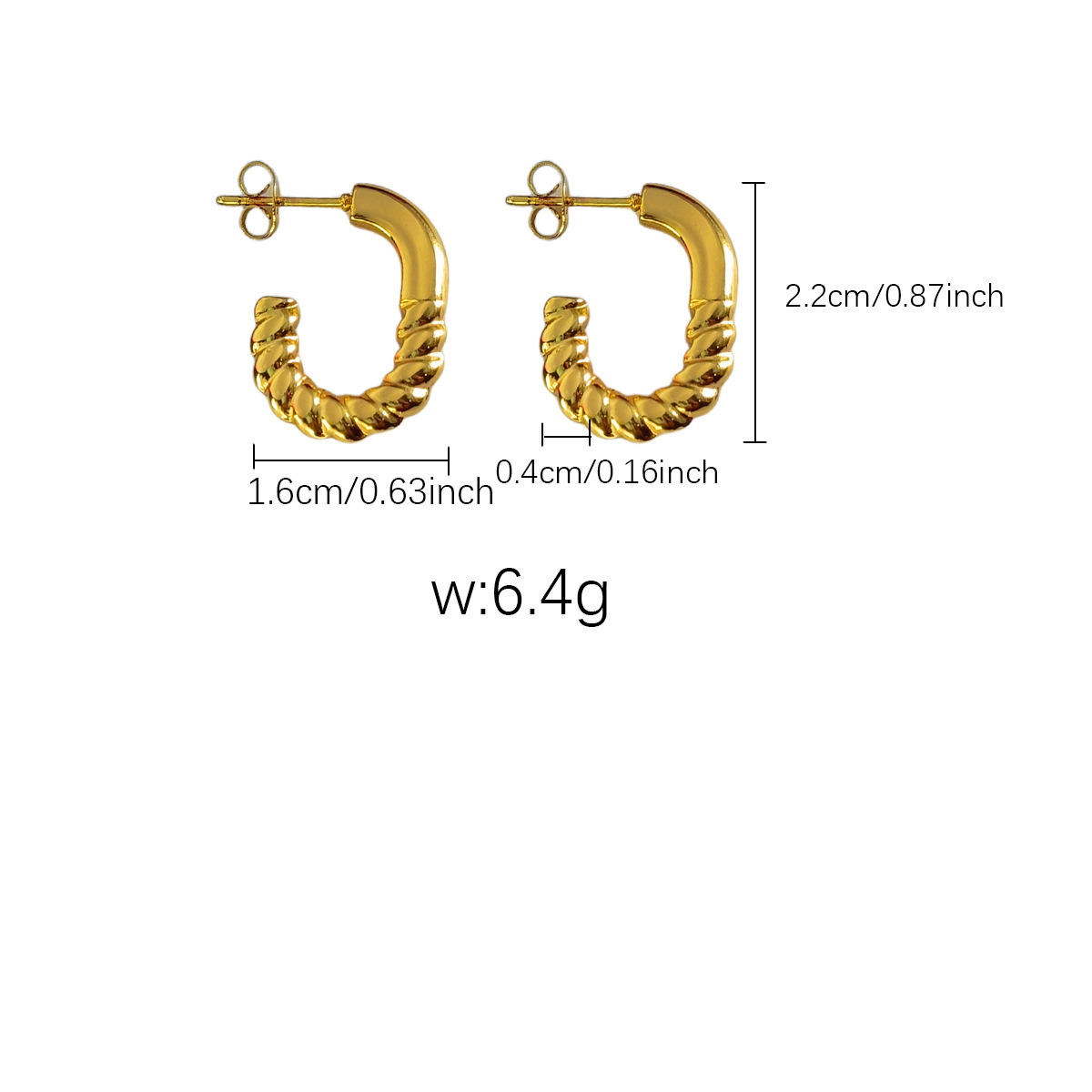 European American Best Selling High End Stainless Steel Versatile U Shape Earrings 18K Real Gold Plating detail image 11