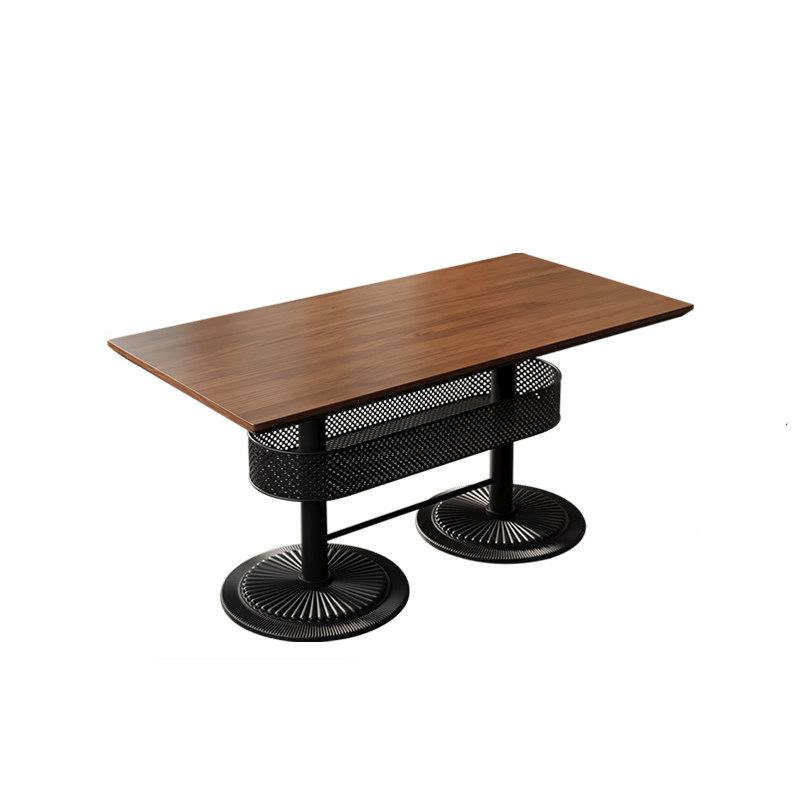 Mesa de comedor de madera sólida de hierro forjado Comedor de comedor Comedor de comida rápida Comedor de mesa larga Mesa de café de hotel