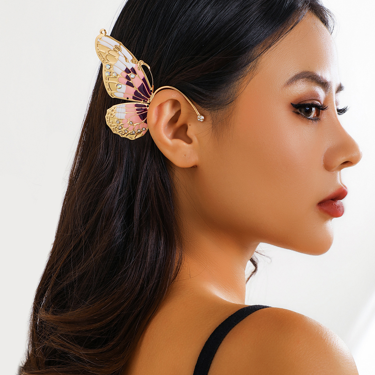 1 Piece Elegant Sweet Butterfly Plating Iron Rhinestones Ear Cuffs display picture 32