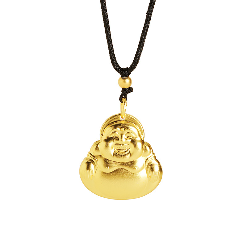Antiguo patrimonio arena oro Maitreya collar tienda de oro mismo estilo hombres y mujeres vintage cobre aleación joyería colgante cuerda negro colgante