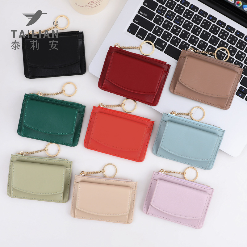 Telian nuevo portatarjetas transfronterizo titular de la tarjeta estudiante comida tarjeta cubierta protectora multi-Tarjeta llavero monedero de la moneda de las mujeres