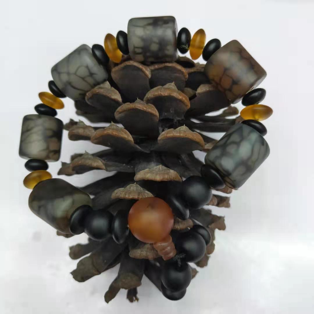 Guangshun Jewelry's new frosted black dragon pattern agate bracelet, diy Buddhist prayer beads, agate bracelet and bracelet manufacturer wholesale detail image 7