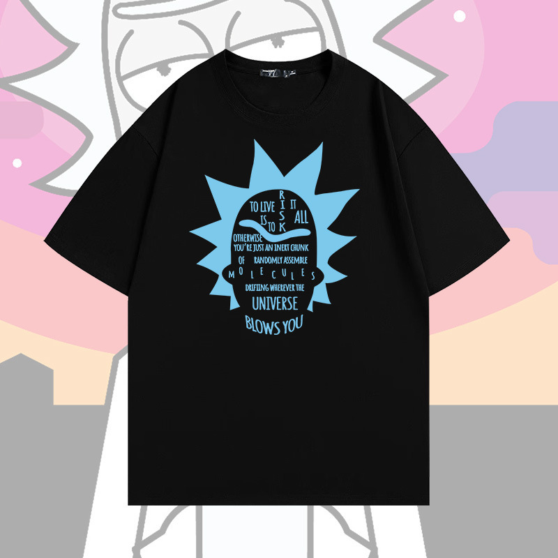 Rick and Morty Anime Printed Pure Cotton Short-sleeved T-shirt Men's Summer Fashionable Brand Loose Shoulder Half-sleeved Top