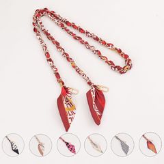 跨境批發斜挎手機鏈條絲巾編織手機掛繩吊繩鏈裝飾掛鏈子手機掛繩