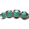 Organic turquoise carved natural ore, stone inlay, beads, ring with stone suitable for men and women, silver 925 sample